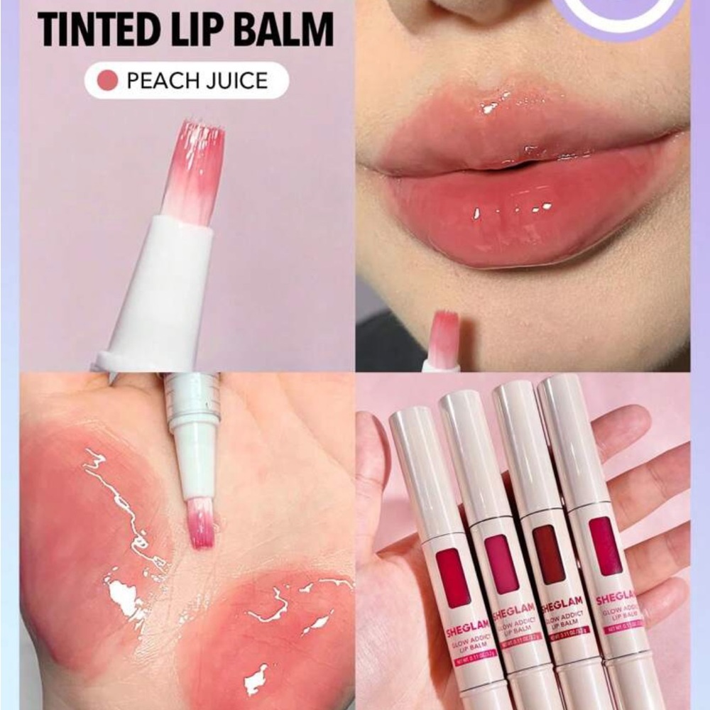 SHEGLAM Glow Addict Lip Balm-Peach Juice Moisterizing Lip Care High Shine